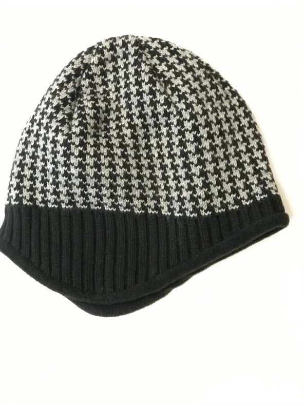 İçi Polarlı Kulaklı Beyaz Kartanesi Desenli Kulaklı Bere - 5