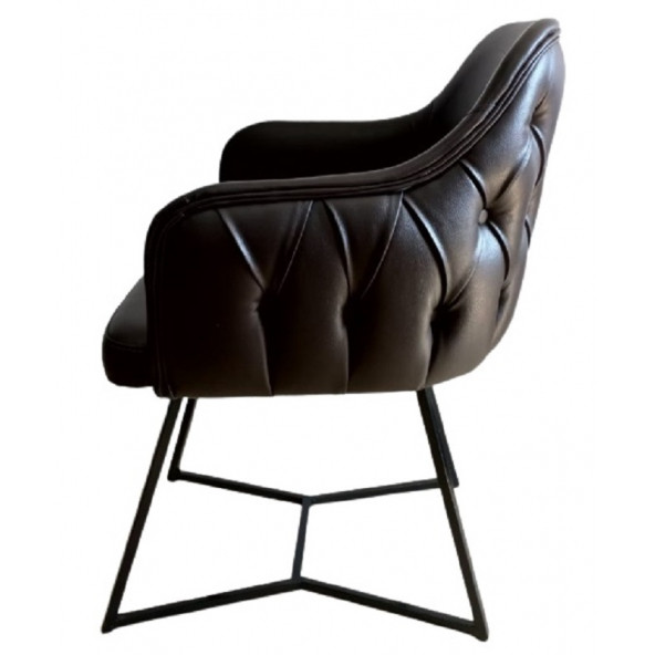 Tekli Bekleme Koltuğu Kapitoneli Kahverengi - 3