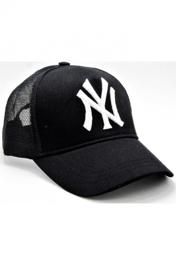 Fileli New York Yankees Nakışlı Şapka Siyah Beyaz Ny Şapka - 2