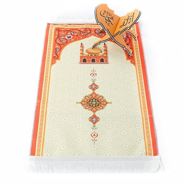 Çocuk Seccadesi Kudüs Turuncu 82×45 cm 110 gr- Tesbih Hediyeli - 1