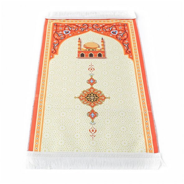 Çocuk Seccadesi Kudüs Turuncu 82×45 cm 110 gr- Tesbih Hediyeli - 2