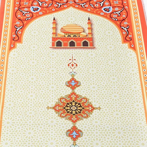 Çocuk Seccadesi Kudüs Turuncu 82×45 cm 110 gr- Tesbih Hediyeli - 3