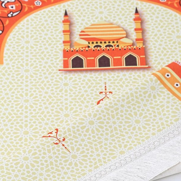 Çocuk Seccadesi Kudüs Turuncu 82×45 cm 110 gr- Tesbih Hediyeli - 5