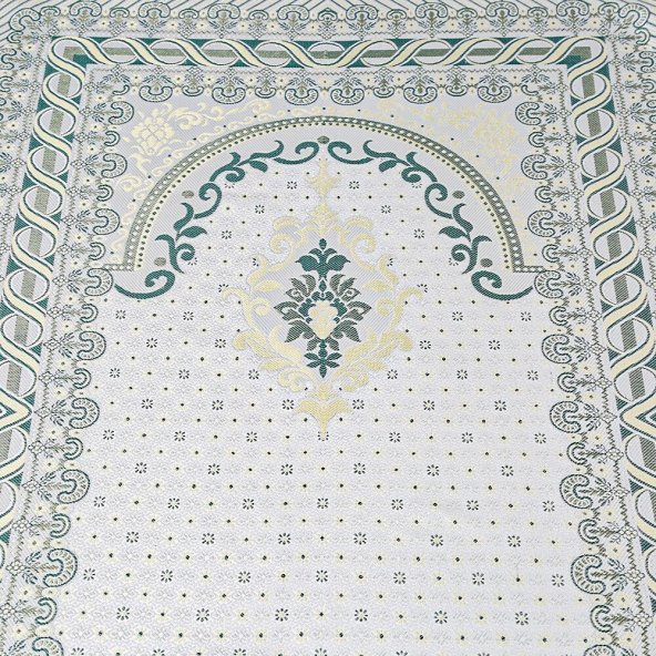 İpek Saten Osmanlı Desenli Seccade Koyu Yeşil 67x120 cm - 230 gr - 2