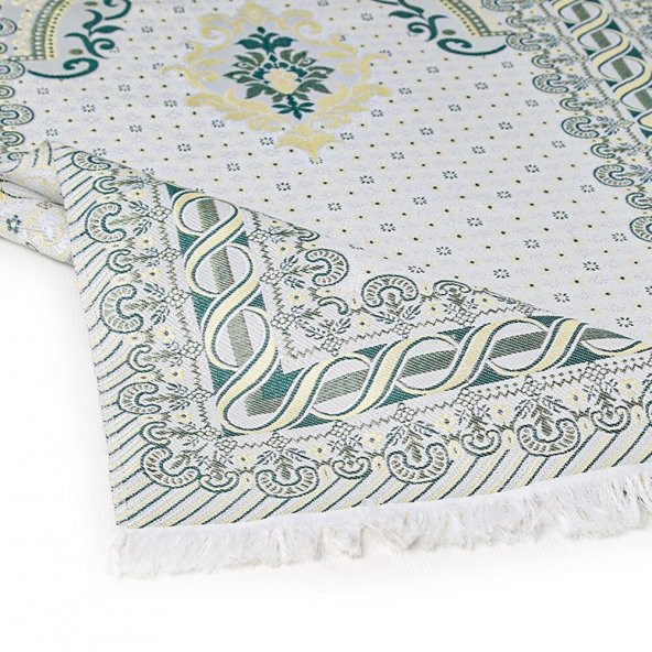 İpek Saten Osmanlı Desenli Seccade Koyu Yeşil 67x120 cm - 230 gr - 4