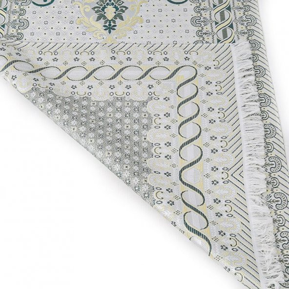 İpek Saten Osmanlı Desenli Seccade Koyu Yeşil 67x120 cm - 230 gr - 3