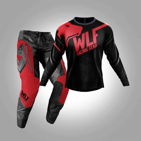 WLF RACING X-AIR SİYAH-KIRMIZI JERSEY PANTOLON TAKIM