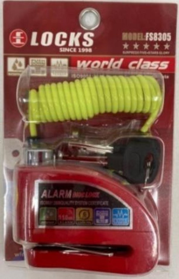 World Class Locks 110 DB Kırmızı Alarmlı Disk Kilidi