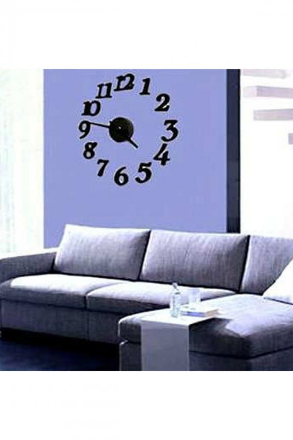 3D Duvar Saati Duvara Yapışan Sticker Saat Kendinden Yapışkanlı Dekoratif Salon Mutfak Duvar Saati - 3