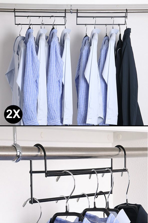 2 Adet Metal Elbise Askısı GarDolap İçi Düzenleyici Askı Gömlek Kıyafet Askılık