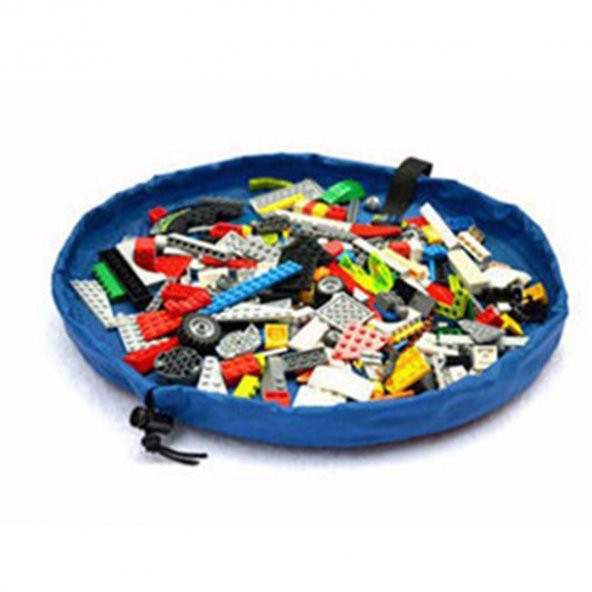 Çocuk Oyuncak Hurcu Mavi Çanta Oyun Halısı Lego Puzzle ve Yapboz Eğitici Oyuncaklar Sepeti - 2