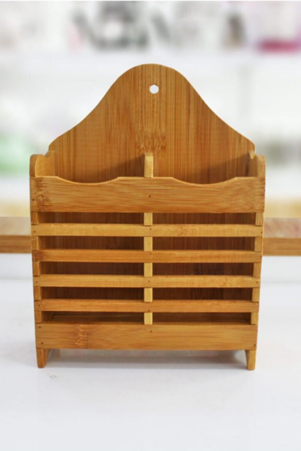 Bambu Dik Kaşıklık Bölmeli Bambu Diş Fırçalık Bamboo Bıçak Çatal Kaşık Tutacağı - 2