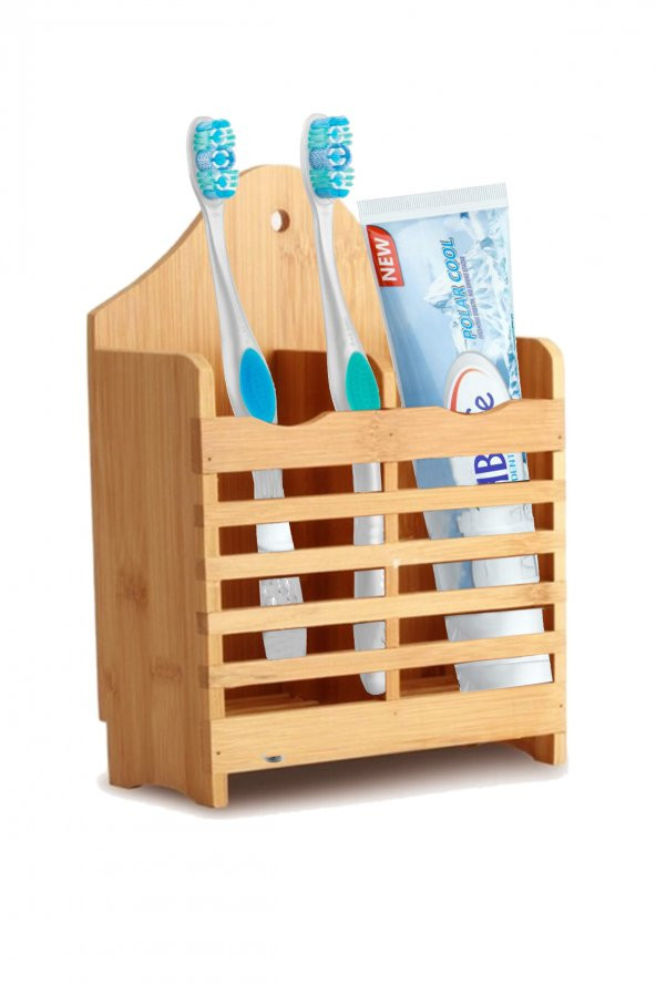 Bambu Dik Kaşıklık Bölmeli Bambu Diş Fırçalık Bamboo Bıçak Çatal Kaşık Tutacağı - 3