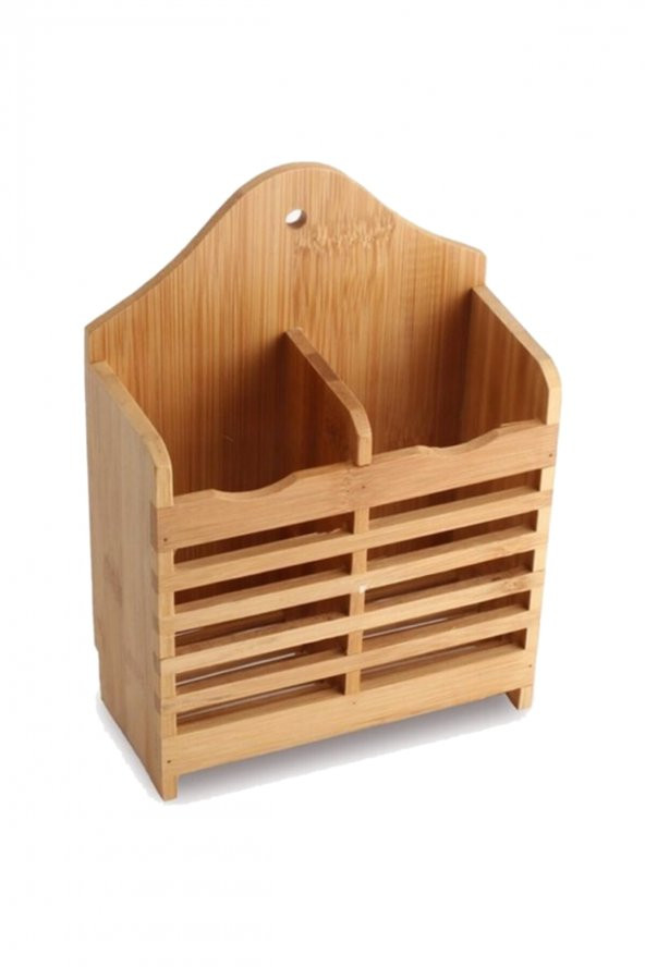 Bambu Dik Kaşıklık Bölmeli Bambu Diş Fırçalık Bamboo Bıçak Çatal Kaşık Tutacağı - 5
