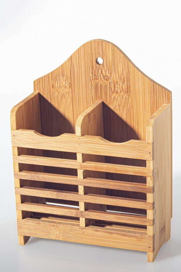 Bambu Dik Kaşıklık Bölmeli Bambu Diş Fırçalık Bamboo Bıçak Çatal Kaşık Tutacağı - 6
