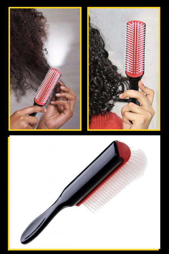 Saç Şekillendirme Fırçası Tarağı ( Curly Girl ) 7 Sıra Kıvırcık Kız Metodu Fırçası ve Topuz Tokası - 7