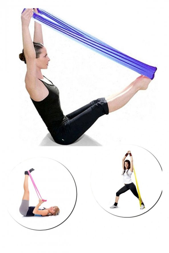 3lü Pilates Bandı Pilates Lastiği Set 120 X 7,5 cm - 3