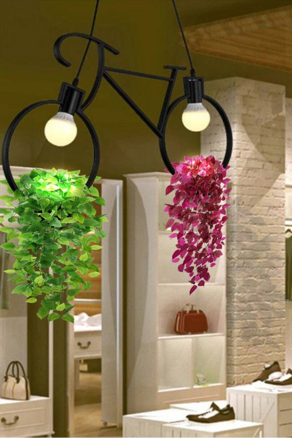 Bisiklet Saksı Metal Avize Dekoratif Yeni Trend Balkon Cafe Otel Kamelya İçin Sarkıt Çiçeklik Lamba - 3