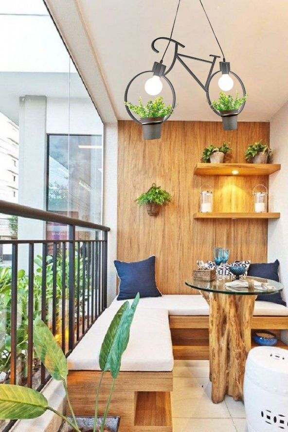 Bisiklet Saksı Metal Avize Dekoratif Yeni Trend Balkon Cafe Otel Kamelya İçin Sarkıt Çiçeklik Lamba - 5