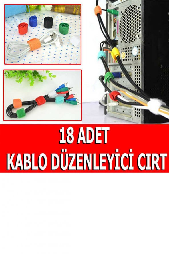 Kablo Düzenleyici Renkli Cırt Cırt Kablo Bağı Vga Aux Hdmı Elektrik Kablosu Toparlayıcı Toplayıcı - 2