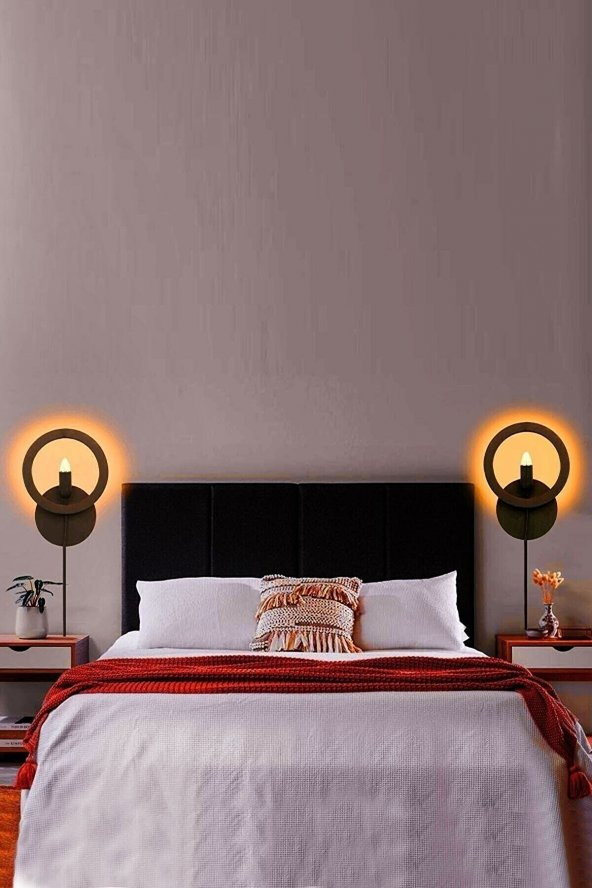 Moon Ahşap Aplik Lamba Cafe Otel Restaurant Oda Ofis İçin Duvar Avize Dekor Apliği Lambası - 4