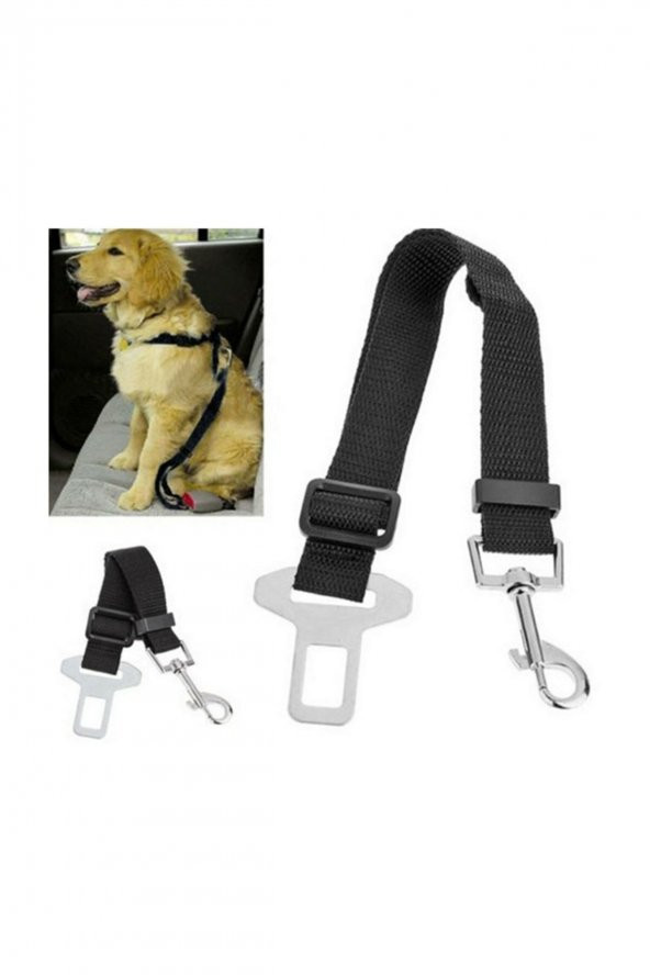 Kedi Köpek Emniyet Kemeri Tasması Ayarlanabilir Tokalı Tasma Araç Oto Emniyet Kemer Tasması Siyah