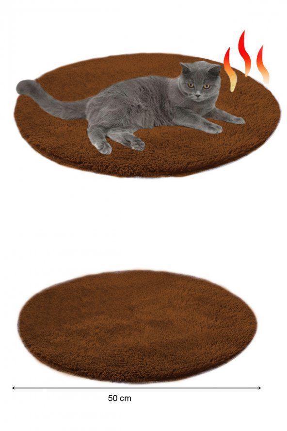 Ares Kahve Peluş Kedi Minderi Evcil Hayvan Yatağı  Kedi Yuvası Matı Kedi Kulübesi Minderi - 2