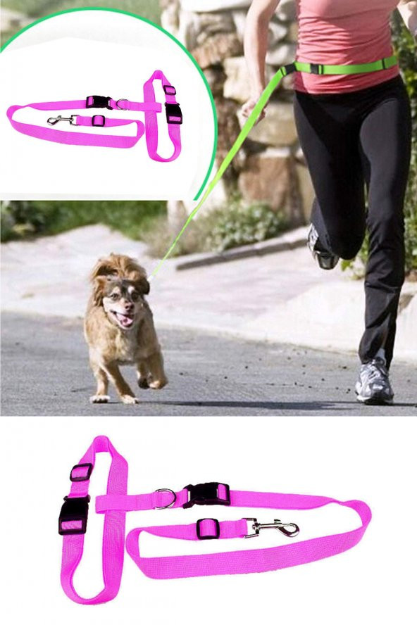 Köpek Tasması Eller Serbest Pembe Kedi Köpek Gezdirme Kemeri Bel Tasması Kayışı Ayarlanabilir Tasma - 4