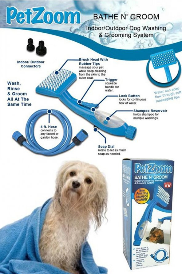 Pet Zoom Otomatik Kedi Köpek Yıkama Fırçası Tabancası Köpek Banyo Fıskıyesi Petzoom - 5