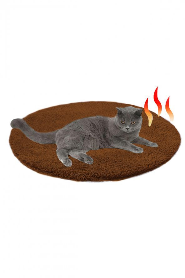 Ares Kahve Peluş Kedi Minderi Evcil Hayvan Yatağı  Kedi Yuvası Matı Kedi Kulübesi Minderi - 4