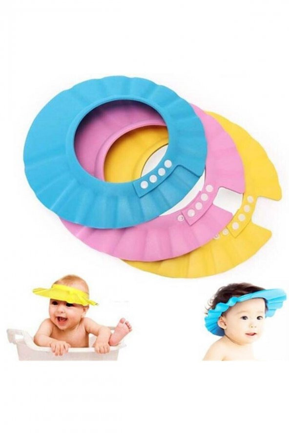3 Adet Bebek Banyo Şapkası Bebek Duş Şapkası Başlığı Ayarlanabilir Göze Su Kaçırmayan Bebek Banyo Şapkası