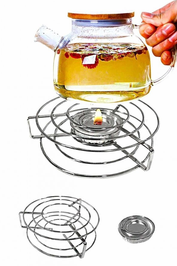 Isıtıcılı Nihale Jel Ateşli Metal Nihale Çaydanlık Tencere Altlığı Kamp Piknik Ocağı Jelli Ocak - 3