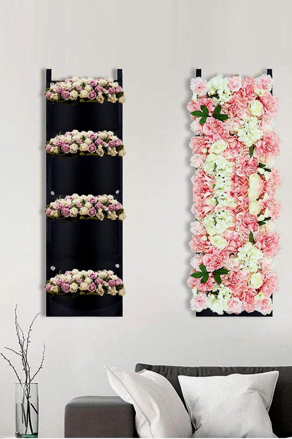 Blume Çiçeklik Bahçe Balkon Bitki Çiçek Saksı Standı Rafı Keçe Balkon Teras 4 bölme asılı saksı - 3