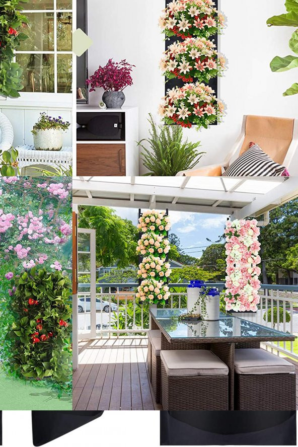 Blume Çiçeklik Bahçe Balkon Bitki Çiçek Saksı Standı Rafı Keçe Balkon Teras 4 bölme asılı saksı - 4