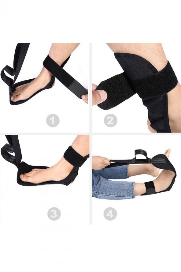 Yoga Linda Siyah Ayak Bacak Germe Askısı Pilates Fitness Kardiyo Vücut Kas Geliştirici Spor Aleti - 3
