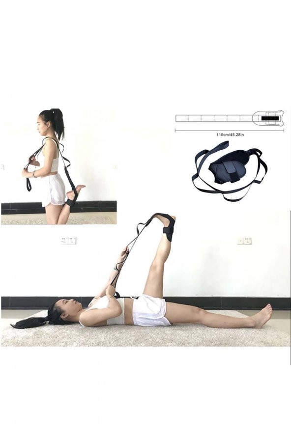 Yoga Linda Siyah Ayak Bacak Germe Askısı Pilates Fitness Kardiyo Vücut Kas Geliştirici Spor Aleti - 4