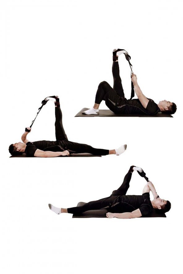 Yoga Linda Siyah Ayak Bacak Germe Askısı Pilates Fitness Kardiyo Vücut Kas Geliştirici Spor Aleti - 6