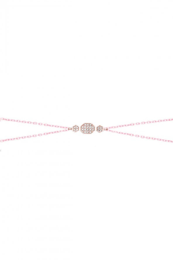 Swarovski Taşlı Geometrik Model Rose Kaplama Gümüş Zirconia Bileklik - 4