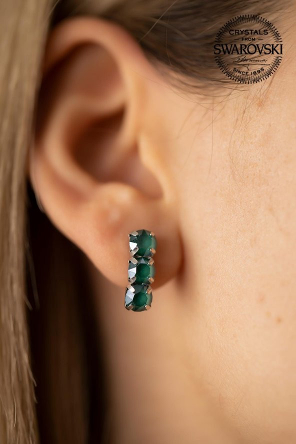 Swarovski Taşlı Üçtaş Model Gümüş Crystal Küpe
