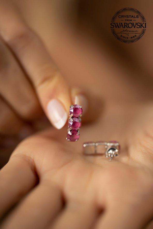 Swarovski Taşlı Üçtaş Model Gümüş Crystal Küpe - 4
