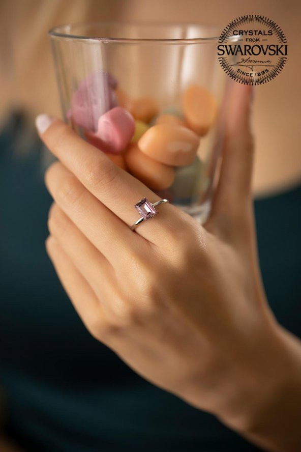 Swarovski Taşlı Baget Model Gümüş Crystal Yüzük - 3