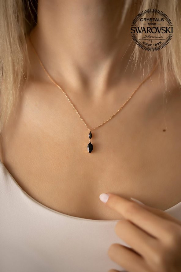 Swarovski Taşlı Mekik Model Rose Kaplama Gümüş Crystal Kolye