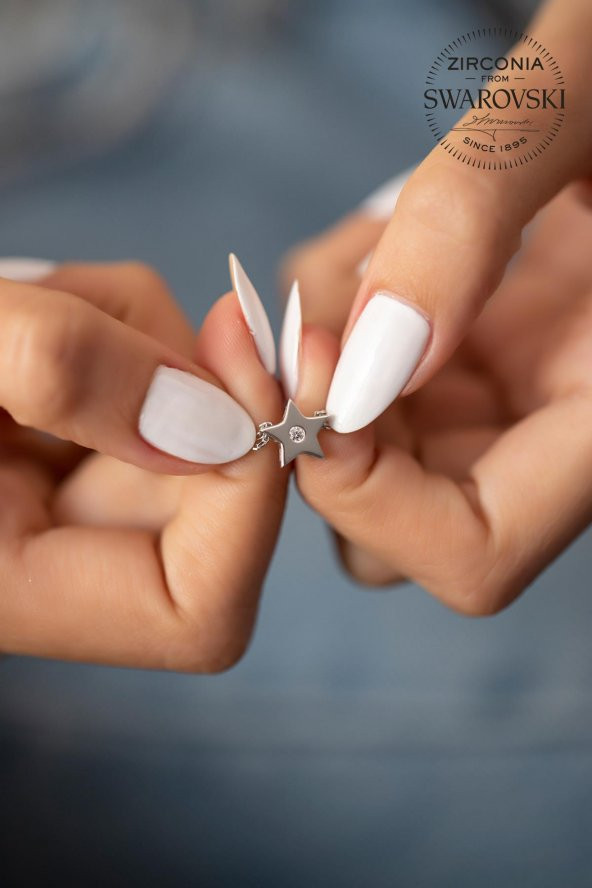 Swarovski Taşlı Yıldız Model Gümüş Zirconia Bileklik - 3