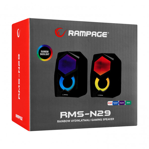 Rampage RMS-N29 2.0 6w USB Aydınlatmalı Gaming Speaker Hoparlör Oyuncu Speaker - 2