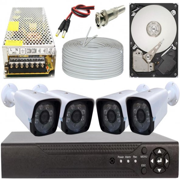4 KAMERALI FULL HD 1080P KAMERA SETİ 250 GB HDD