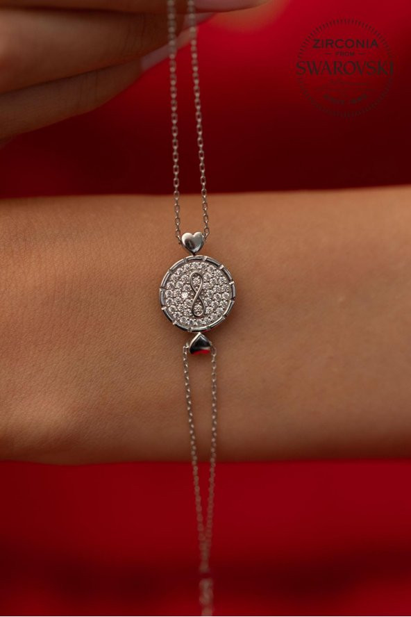 Swarovski Taşlı Şeker ve Sonsuzluk Model Gümüş Zirconia Bileklik - 2