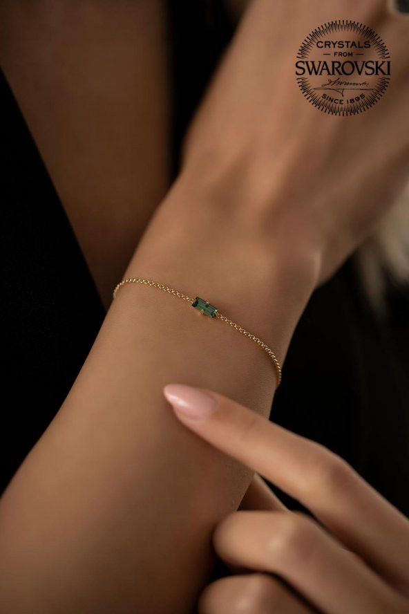Swarovski Taşlı Çubuk Model Rose Kaplama Gümüş Crystal Bileklik - 3