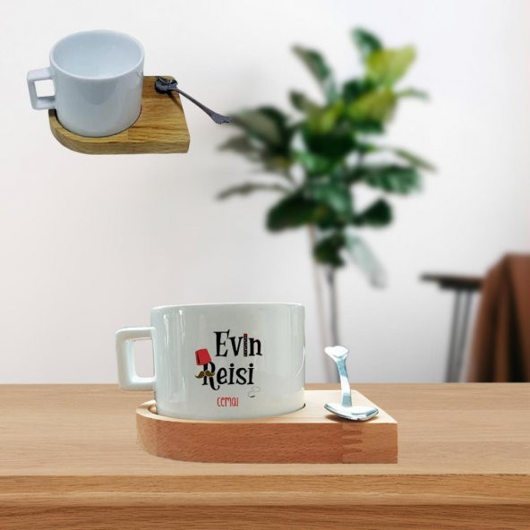 Evin Reisi Cemal Tasarımlı Ahşap Tepsili Çay Fincanı
