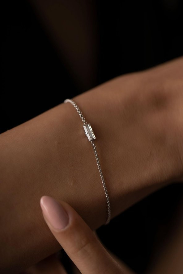Swarovski Taşlı Çubuk Model Gümüş Crystal Bileklik - 2