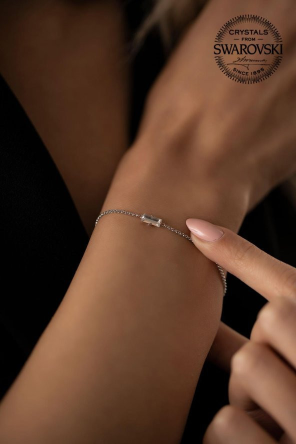 Swarovski Taşlı Çubuk Model Gümüş Crystal Bileklik - 3